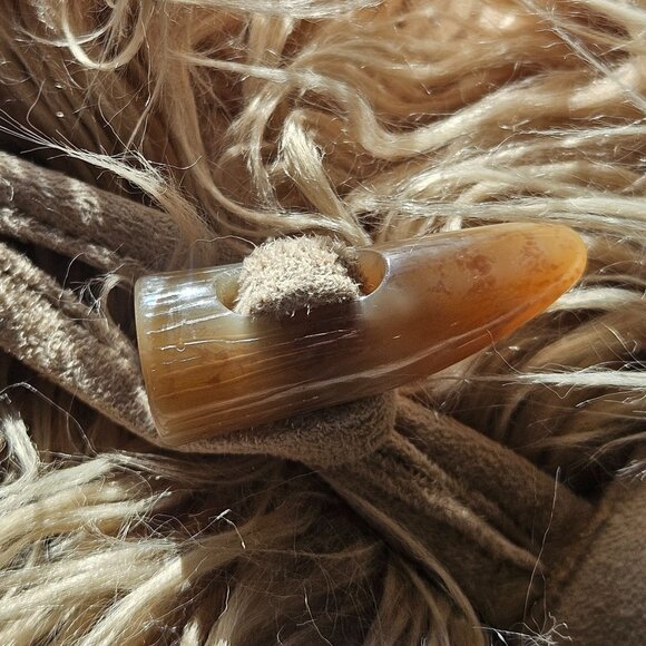 Vintage Boho Faux Fur Vest Women INC L Beige Shaggy 70s Festival Whimsygoth - Picture 8 of 12